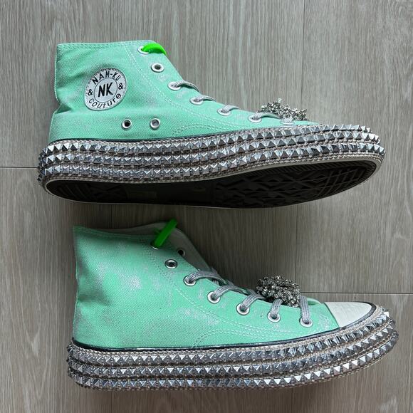Nan-ku x Free People Cruise Studded Hi-Top Sneakers sz40 US 10 Spring Mint Green - Picture 3 of 14